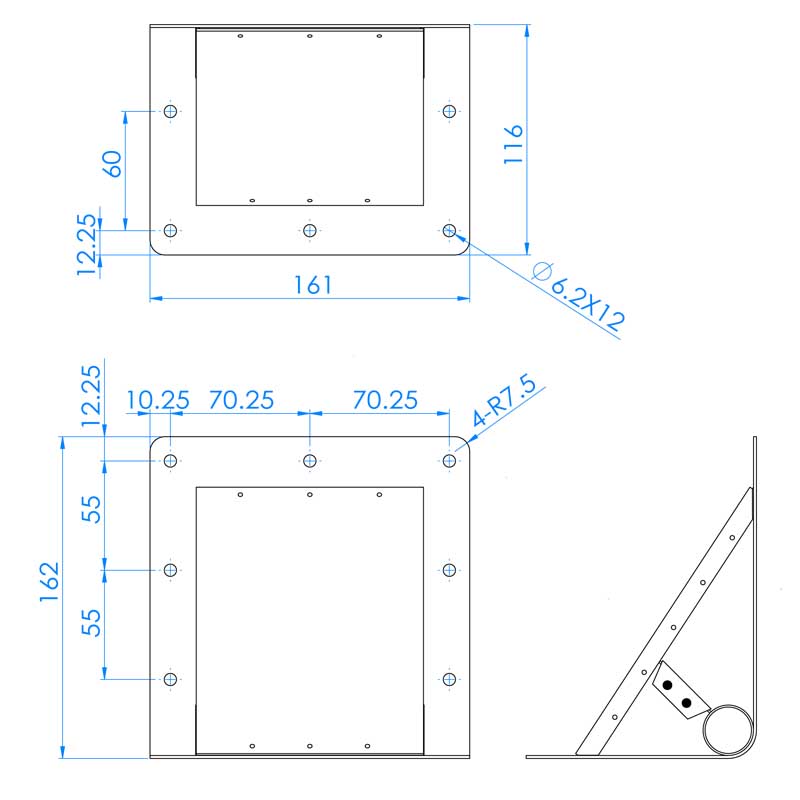 poignee_encastrable_angle_enceinte_dimensions poignée encastrable en angle dimensions