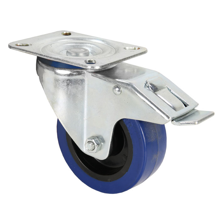 roulette_pivotante_100mm_bleue_frein_372191 roulette pivotante avec frein