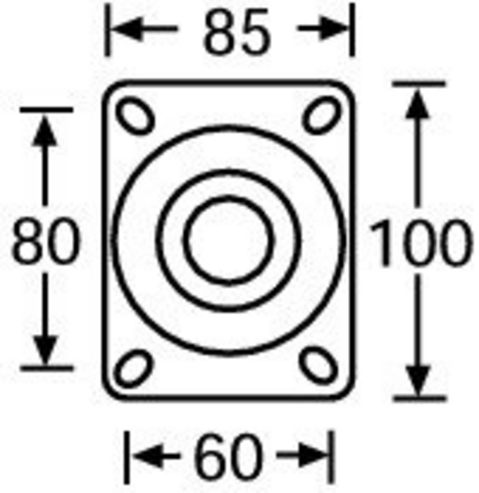 roulette_pivotante_100mm_bleue_frein_blickle_dimensions platine 80x60